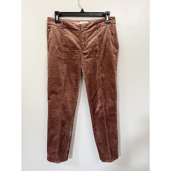 By Anthropologie Brown Retro Velvet Pants Size 4 S Chic Classic Essential Slim - Picture 2 of 9
